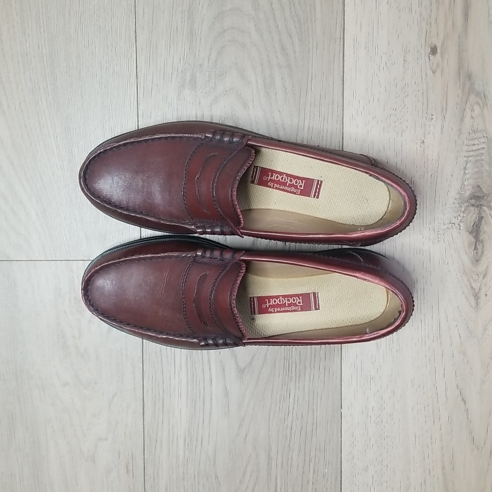 Rockport mens cordon beef roll leather loafers sz 10.5